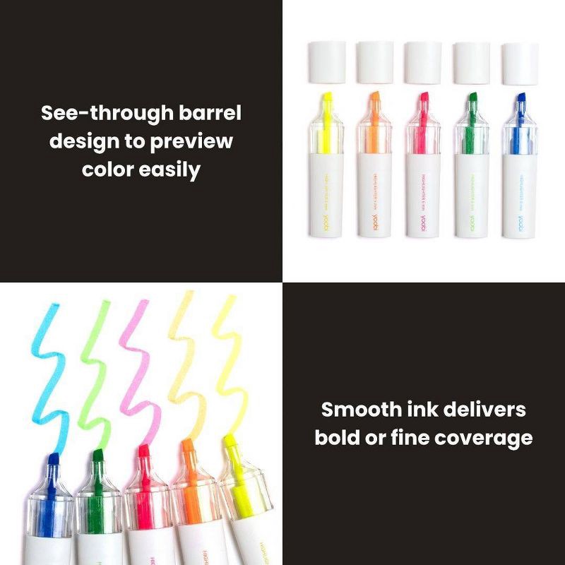 slide 3 of 8, Yoobi Evolve 5pk Highlighters See-Through Barrel 5.0mm color Ink, 5 ct