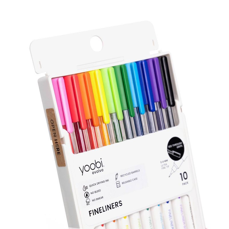 slide 7 of 8, Yoobi Evolve 10pk Fineliner Pen Brights See-Through, Teacher Supplies, 10 ct