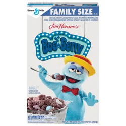 Boo Berry Cereal with Frightful Friends Marshmallows, Kids Breakfast Cereal, Limited Edition, Made with Whole Grain, Family Size, 16 oz