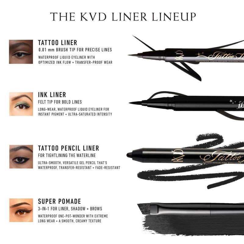 slide 7 of 7, KVD Beauty Mini Tattoo Liner Waterproof Liquid Eyeliner - Trooper Black - 0.007 Fl. Oz - Ulta Beauty, 0.007 fl. oz