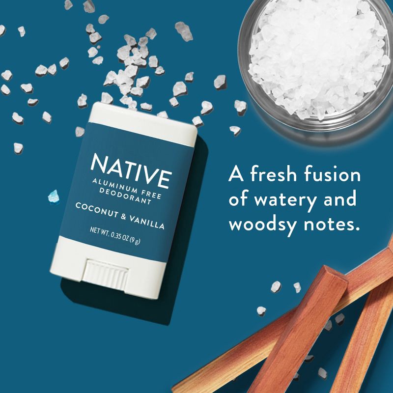 slide 11 of 12, Native Solid Mini Deodorant - Travel Size - Sea Salt & Cedar - 0.35oz, 0.35 oz