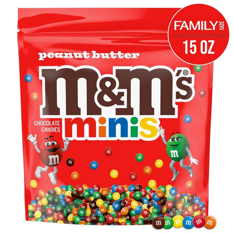 slide 1 of 9, Mars M&M's Peanut Butter Minis Family Stand-up Bag 15oz, 15 oz