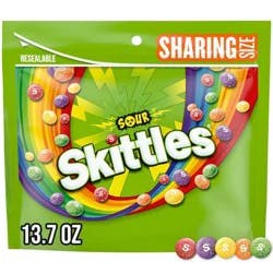 Skittles Sour Candy, Chewy Fruit Candies Share Size Bag - 13.7oz