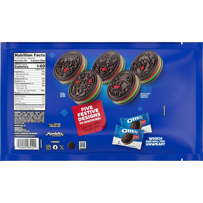 slide 9 of 17, Oreo Red and Green Festive Limited Edition Christmas Cookies - 7.14oz/14ct, 7.14 oz, 14 ct