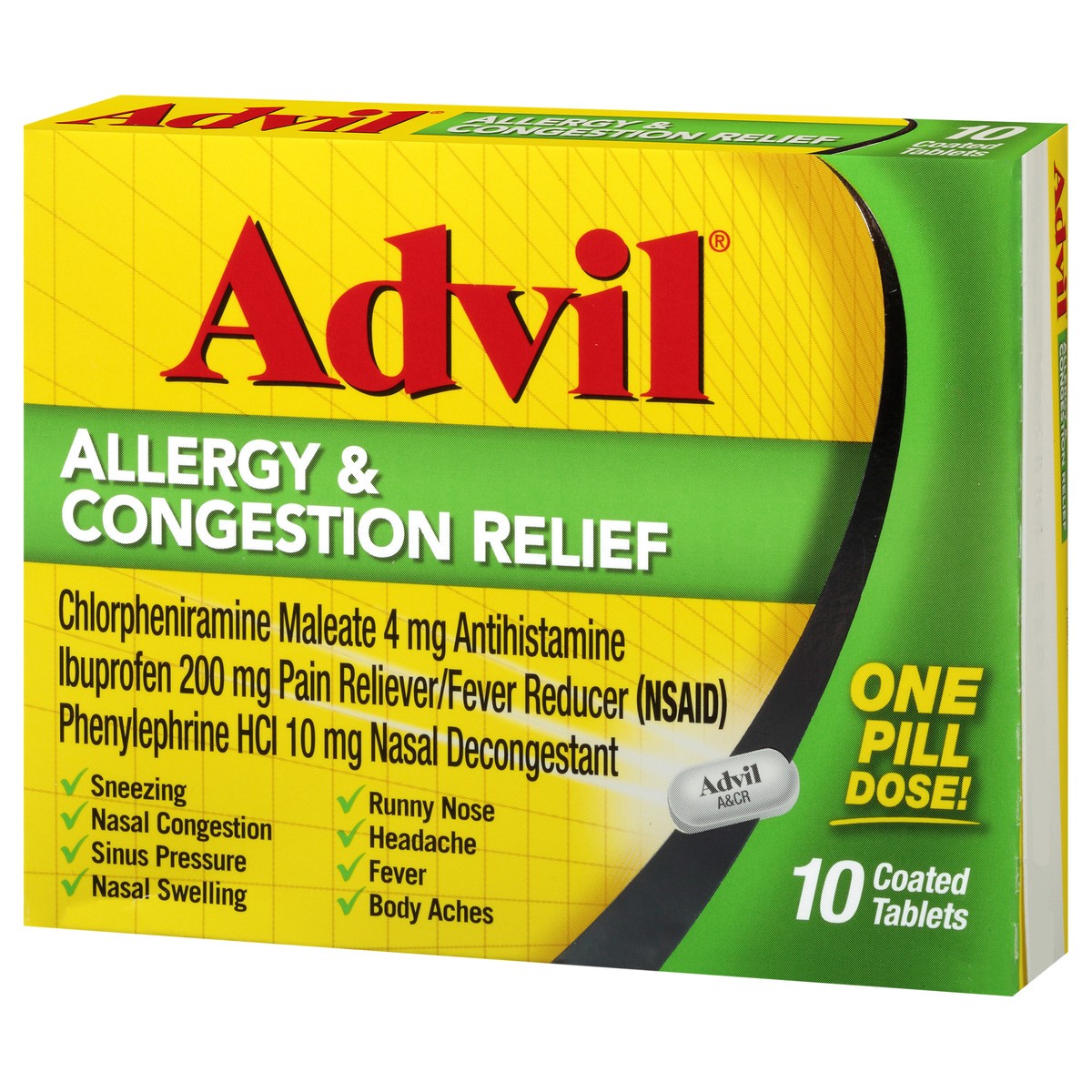 slide 2 of 13, Advil Allergy&Congestion Relief Cm4+Ib200+Pe10 Coated Tablet, 1 ct