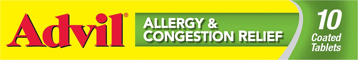 slide 5 of 10, Advil Allergy & Congestion Relief, Coated Tablets, 10 ct