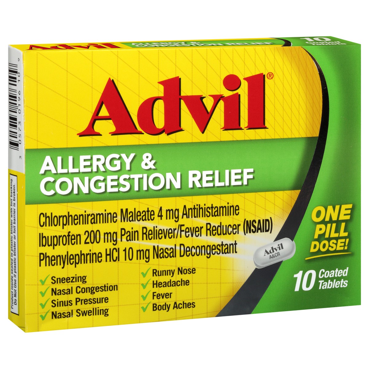 slide 10 of 13, Advil Allergy&Congestion Relief Cm4+Ib200+Pe10 Coated Tablet, 1 ct