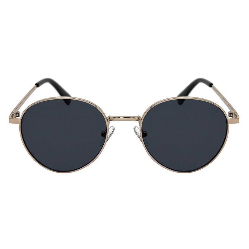 slide 1 of 2, Women's Metal Round Sunglasses - Wild Fable™ Gold: Full Rim, Adjustable Nose Pads, Maximum UV Protection, Recycled Metal, 1 ct