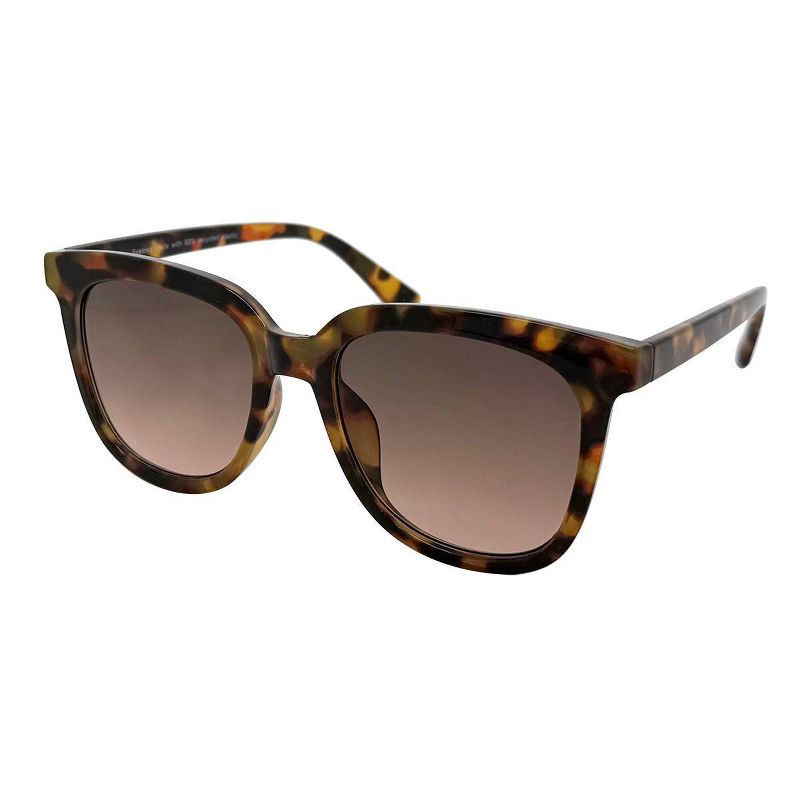 slide 2 of 2, Women's Recycled Plastic Square Tortoise Print Sunglasses - Wild Fable™ Brown: UV Protection, Wide Fit, 1 ct