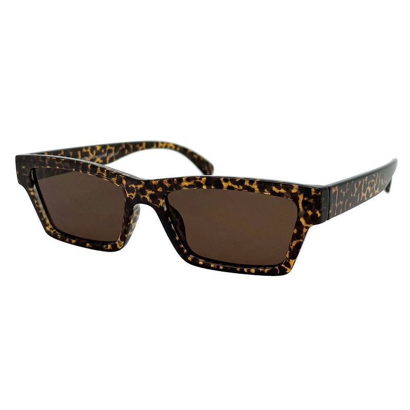 slide 2 of 2, Women's Plastic Rectangle Leopard Print Sunglasses - Wild Fable™ Brown: UV Protection, Recycled Material, 1 ct