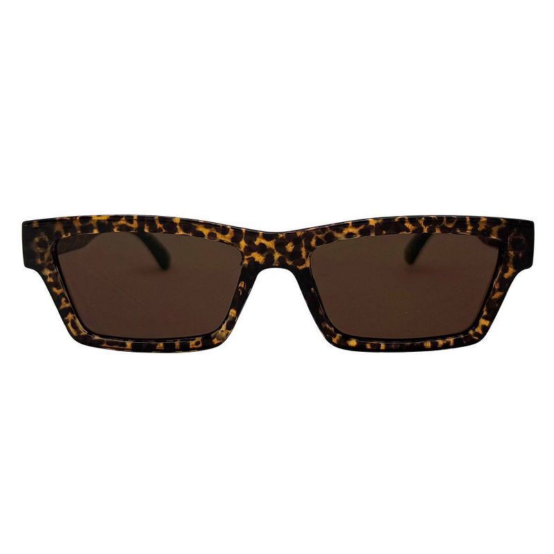 slide 1 of 2, Women's Plastic Rectangle Leopard Print Sunglasses - Wild Fable™ Brown: UV Protection, Recycled Material, 1 ct