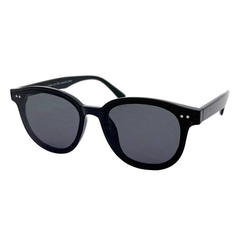 slide 2 of 2, Women's Plastic Round Sunglasses - Wild Fable™ Black: UV Protection, Recycled Frame, Medium Fit, 1 ct
