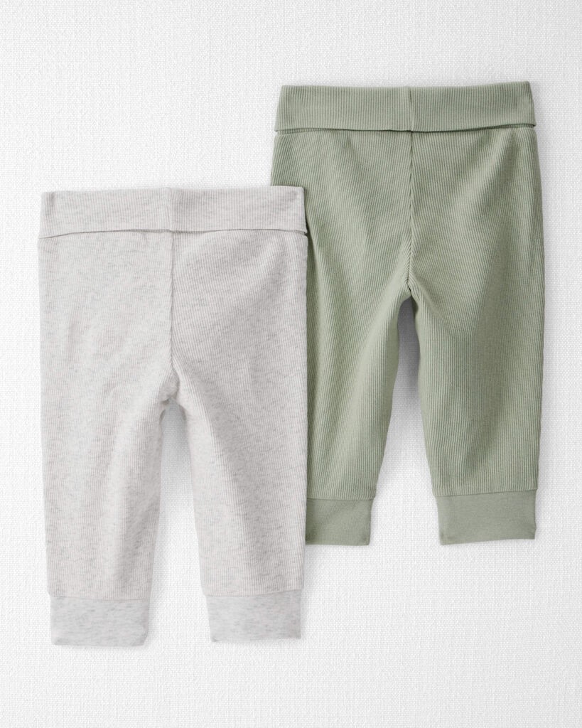 slide 5 of 5, Littleplanet Baby Girl 2-Pack Organic Cotton Grow-With-Me Joggers Heather Grey, Moss Green 6M, 1 ct