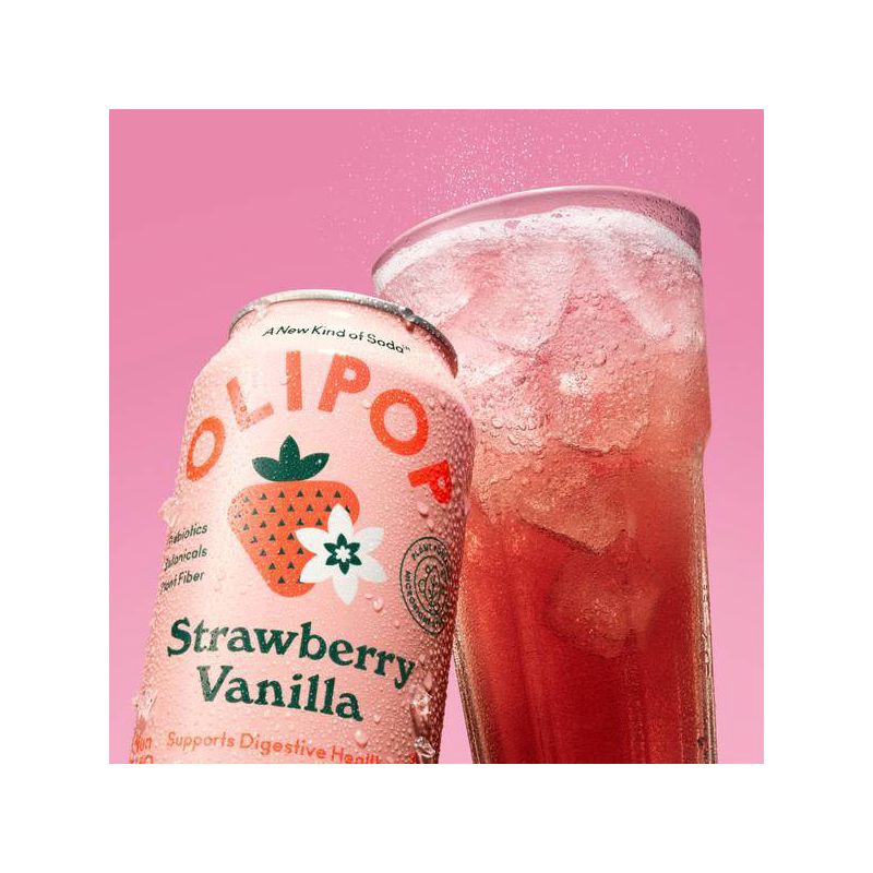 slide 4 of 7, Olipop Strawberry Vanilla Prebiotic Soda - 4ct/12 fl oz Cans, 4 ct; 12 fl oz