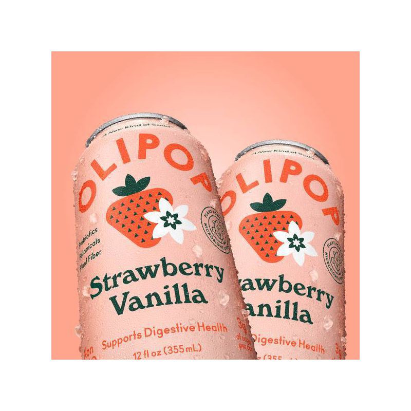 slide 7 of 7, OLIPOP Strawberry Vanilla Prebiotic Soda - 4ct/12 fl oz Cans, 4 ct; 12 fl oz