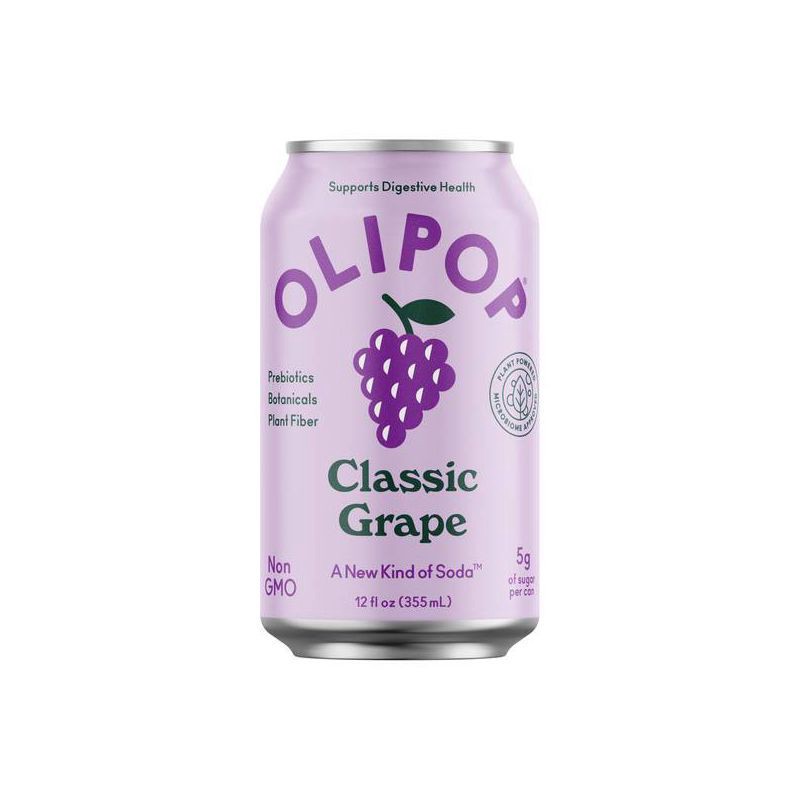 slide 2 of 7, OLIPOP Classic Grape Prebiotic Soda - 4ct/12 fl oz Cans, 4 ct; 12 fl oz