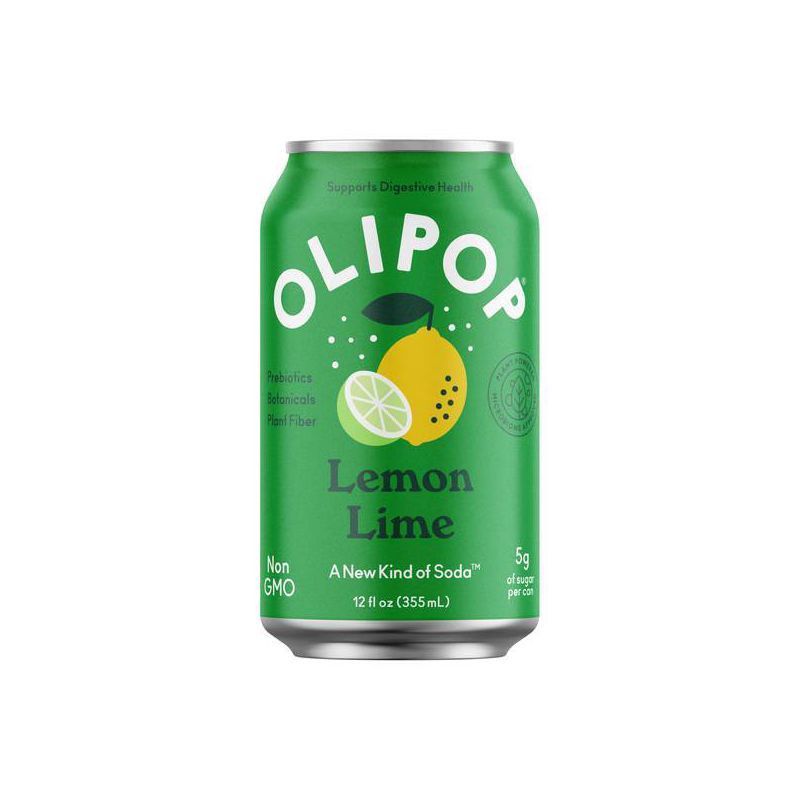 slide 2 of 7, OLIPOP Lemon Lime Prebiotic Soda - 4ct/12 fl oz Cans, 4 ct; 12 fl oz