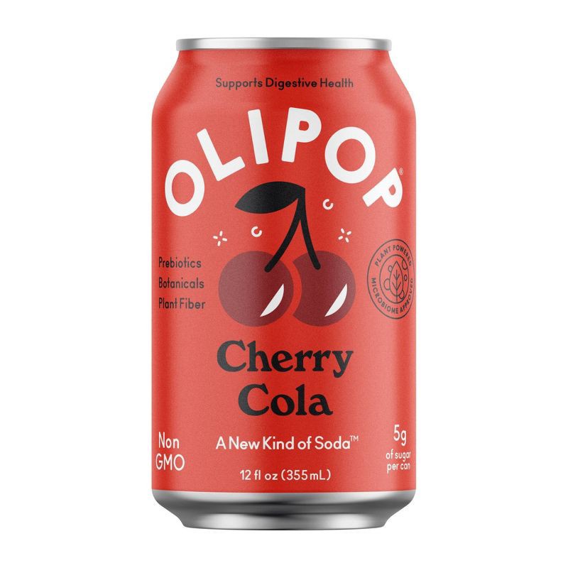 slide 2 of 8, OLIPOP Cherry Cola Prebiotic Soda - 4ct/12 fl oz Cans, 4 ct; 12 fl oz