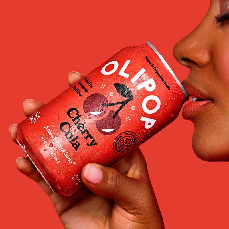 slide 4 of 8, OLIPOP Cherry Cola Prebiotic Soda - 4ct/12 fl oz Cans, 4 ct; 12 fl oz