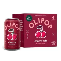 OLIPOP Cherry Cola Prebiotic Soda - 4ct/12 fl oz Cans