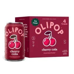 OLIPOP Cherry Cola Prebiotic Soda - 4ct/12 fl oz Cans