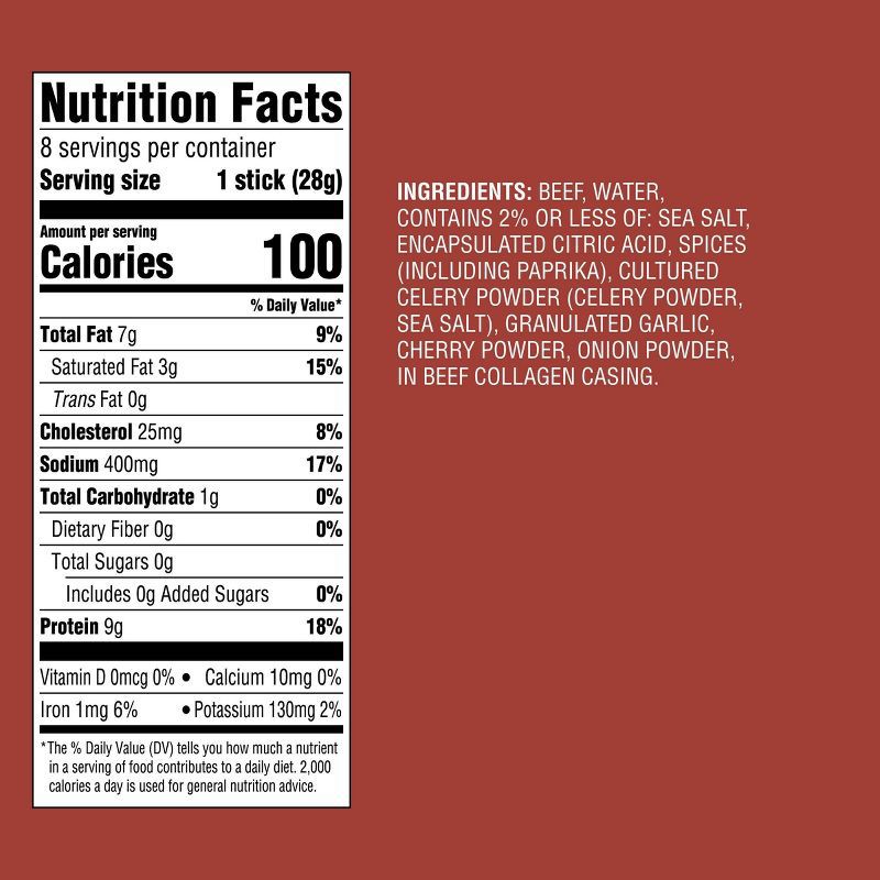 slide 4 of 4, Original Beef Sticks - 9g Protein - 8oz/8ct -Good & Gather™, 9 gram, 8 oz, 8 ct