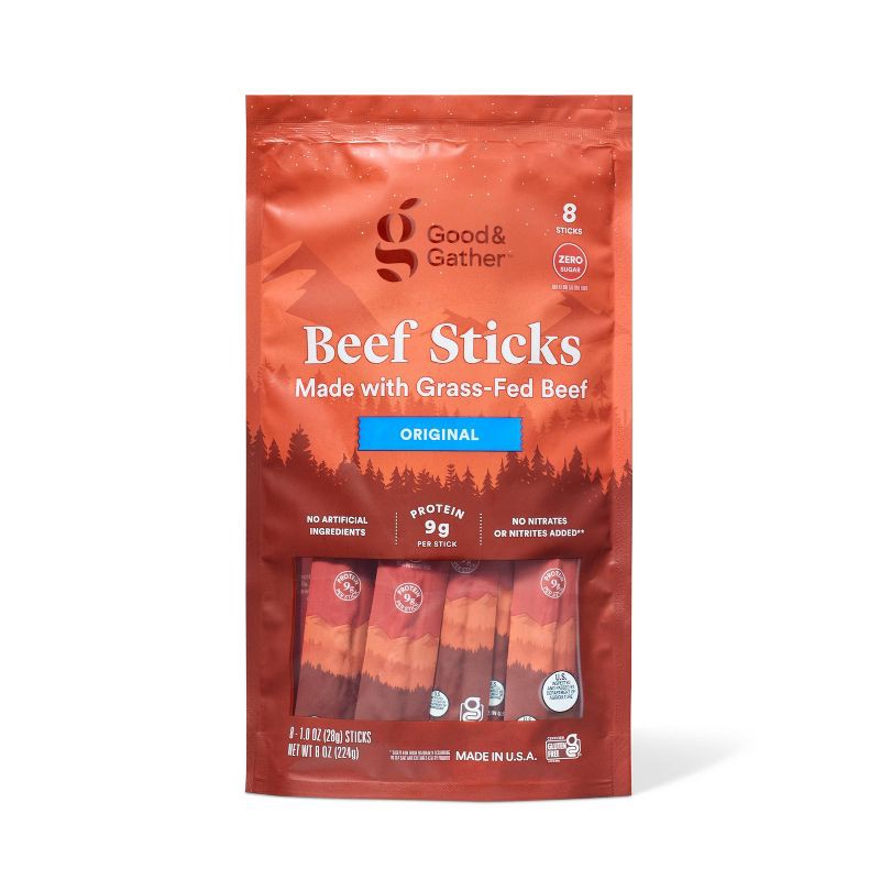 slide 1 of 4, Original Beef Sticks - 9g Protein - 8oz/8ct -Good & Gather™, 9 gram, 8 oz, 8 ct