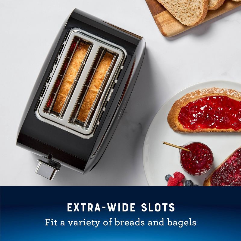 slide 2 of 6, Oster 2-Slice Toaster With Extra-Wide Slots Black/Stainless Steel: Bagel Maker, 800W, Spot Clean, 1-Year Warranty, 1 ct
