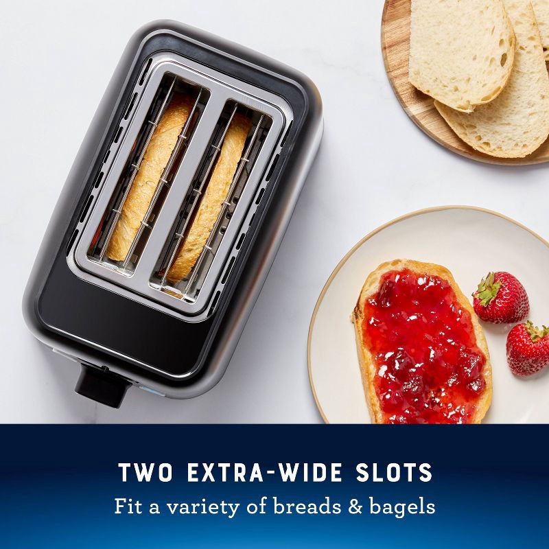 slide 2 of 6, Oster 2-Slice Toaster With Extra-Wide Slots Black: 800W, Bagel & Toast Capabilities, 1-Year Warranty, Spot Clean, 1 ct