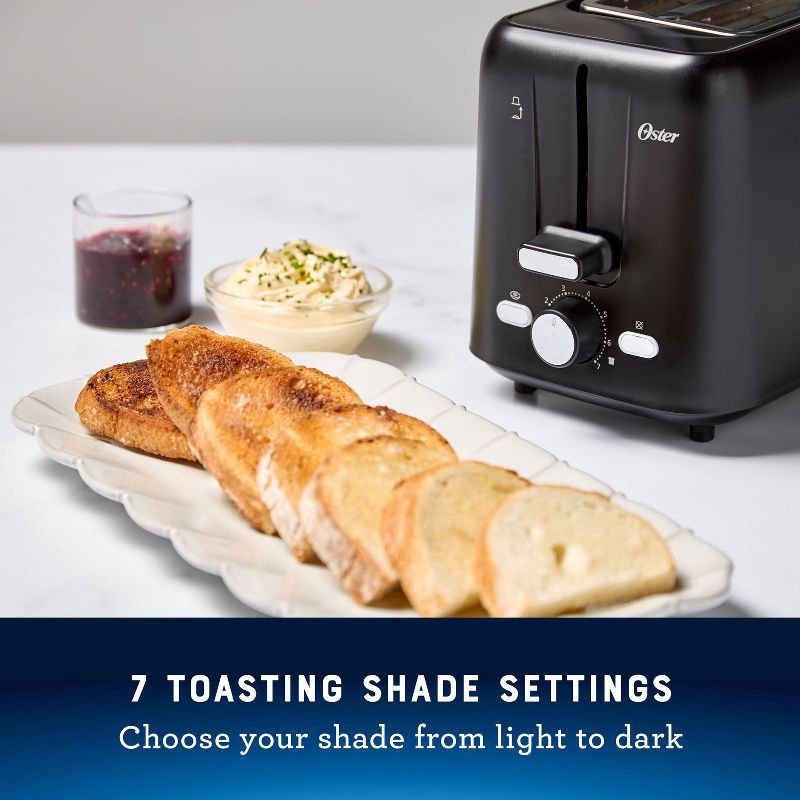 slide 4 of 6, Oster 2-Slice Toaster With Extra-Wide Slots Black: 800W, Bagel & Toast Capabilities, 1-Year Warranty, Spot Clean, 1 ct