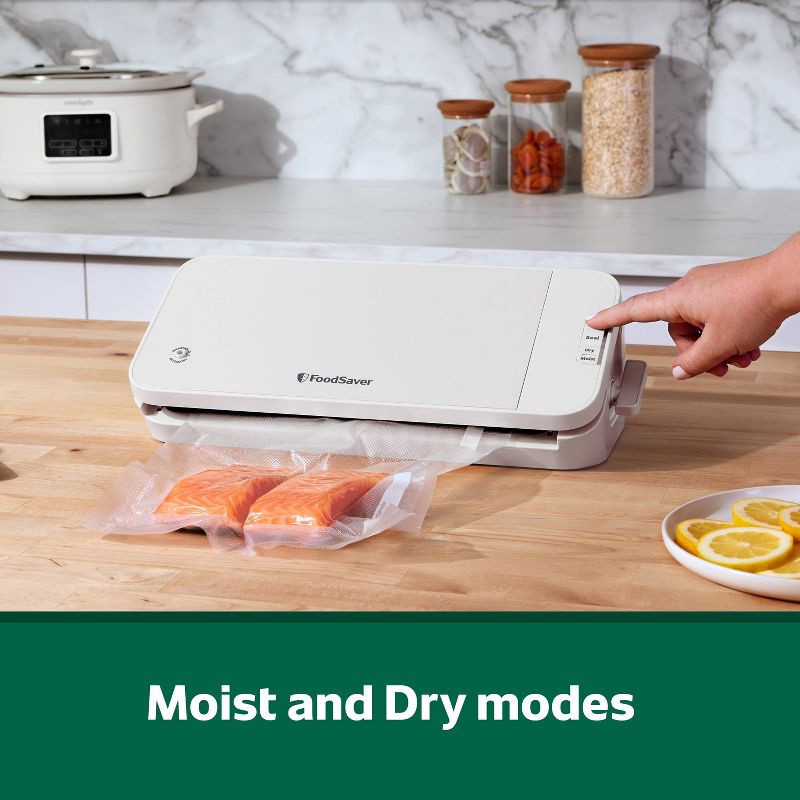slide 6 of 6, FoodSaver Select Vacuum Sealer with Bags and Roll Oatmilk VS2120: 5-Year Warranty, Plastic, Spot Clean, 6.9 lbs, 17.9" Width, 6.9 lb