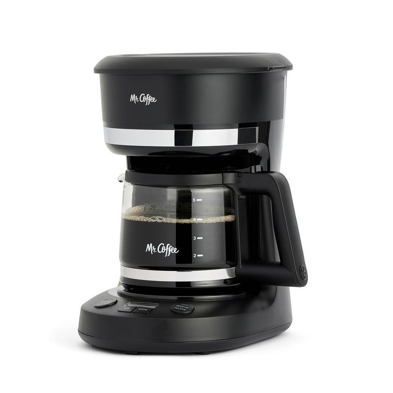 slide 1 of 6, Mr. Coffee 5-Cup Programmable Coffee Maker Black: Drip Coffee Machine, Electric, Dishwasher-Safe, Paper Filter, 25 oz Capacity, 25 oz