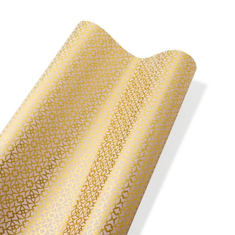 slide 2 of 2, Kendra Scott Filigree Wrapping Paper - Gold/Pink: Logo Pattern, Paper Material, 9.8 Length, 30 Width, All Occasions, 1 ct