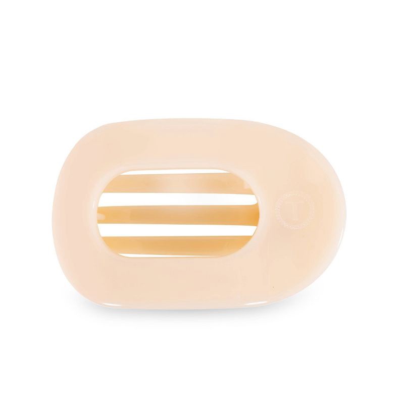 slide 2 of 6, TELETIES Large Flat Round Hair Clip - Almond Beige, 1 ct