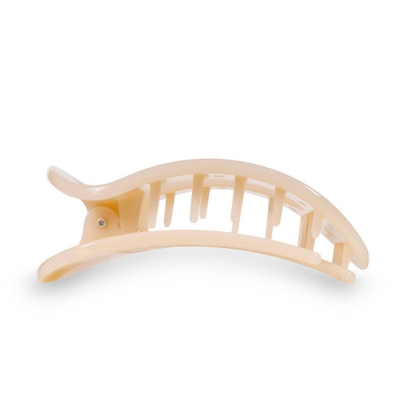 slide 3 of 6, TELETIES Large Flat Round Hair Clip - Almond Beige, 1 ct