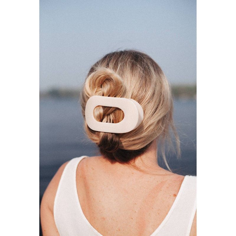 slide 4 of 6, TELETIES Large Flat Round Hair Clip - Almond Beige, 1 ct