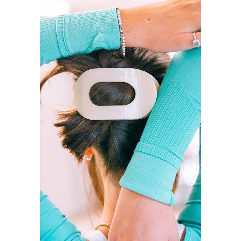 slide 5 of 6, TELETIES Large Flat Round Hair Clip - Almond Beige, 1 ct