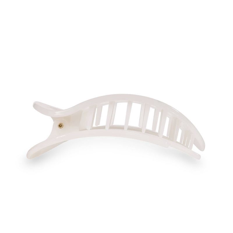 slide 3 of 6, TELETIES Medium Flat Round Hair Clip - Coconut White, 1 ct