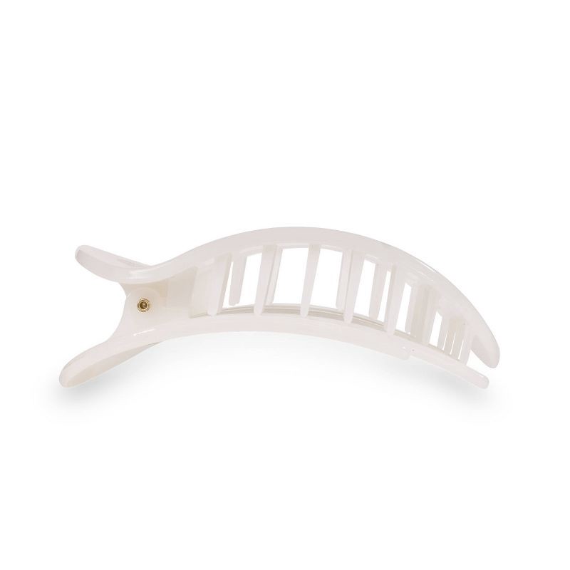 slide 3 of 6, TELETIES Large Flat Round Hair Clip - Coconut White, 1 ct