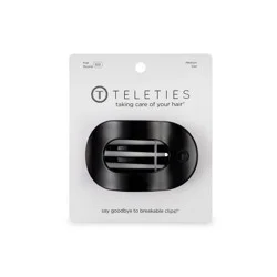 TELETIES Medium Flat Round Hair Clip - Jet Black: For All Hair Types, Nylon Material, Single Piece