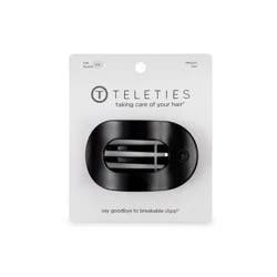 TELETIES Medium Flat Round Hair Clip - Jet Black: For All Hair Types, Nylon Material, Single Piece