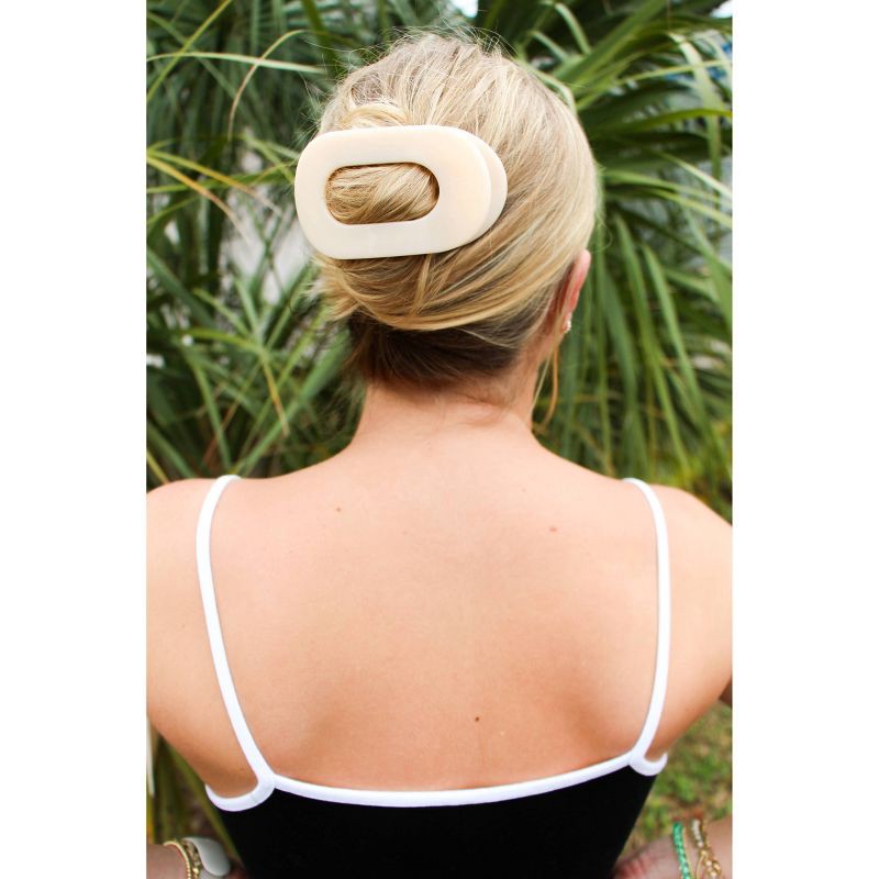 slide 4 of 6, TELETIES Medium Flat Round Hair Clip - Almond Beige, 1 ct