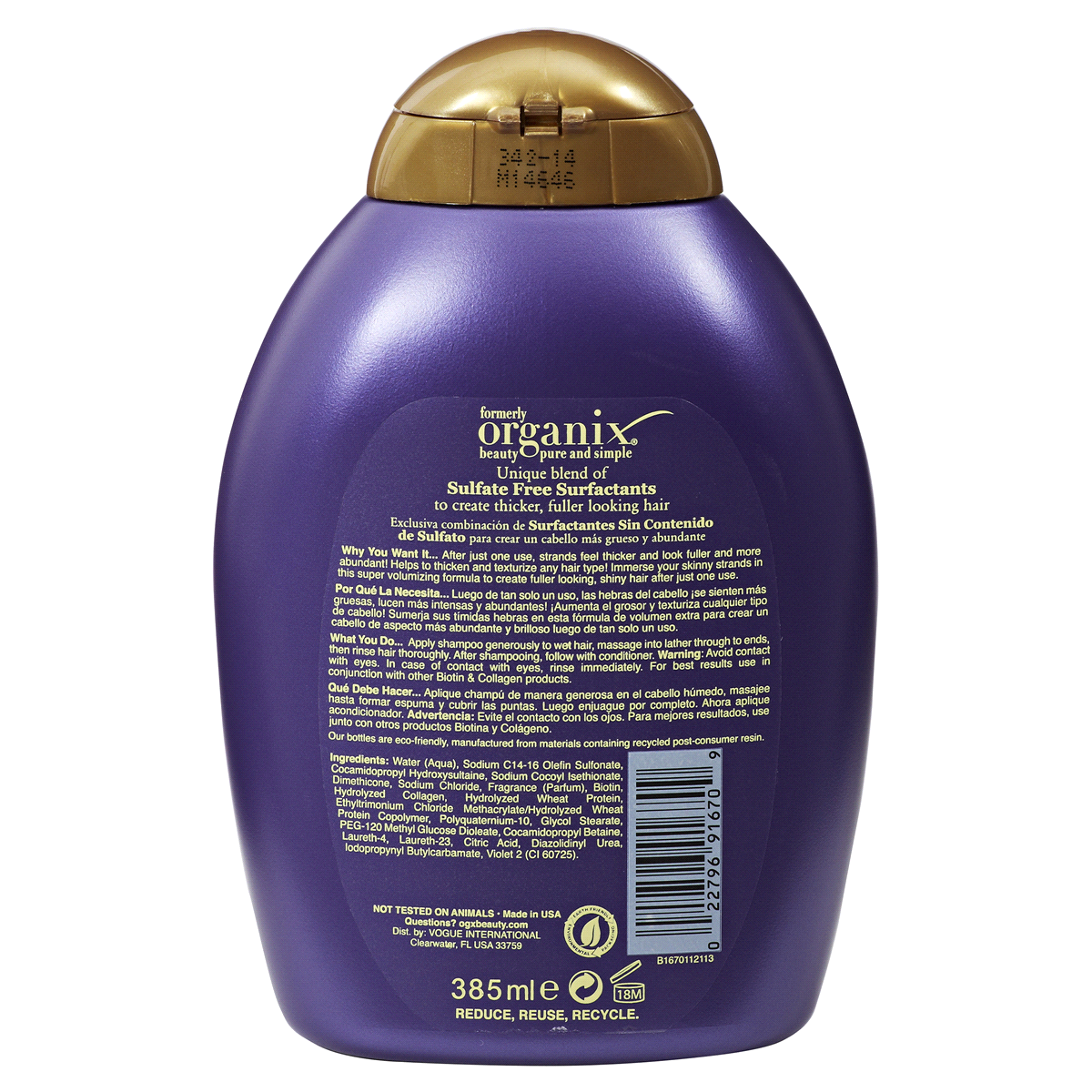 slide 2 of 2, OGX Thick & Full + Biotin & Collagen Shampoo 13 fl oz, 13 fl oz