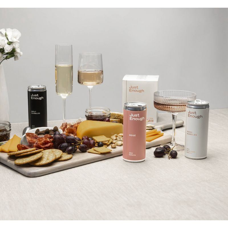 slide 3 of 4, Just Enough Wines Rose Bubbles - 4pk/250ml Cans, 4 ct; 250 ml