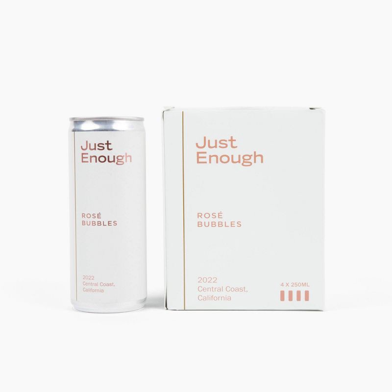 slide 1 of 4, Just Enough Wines Rose Bubbles - 4pk/250ml Cans, 4 ct; 250 ml