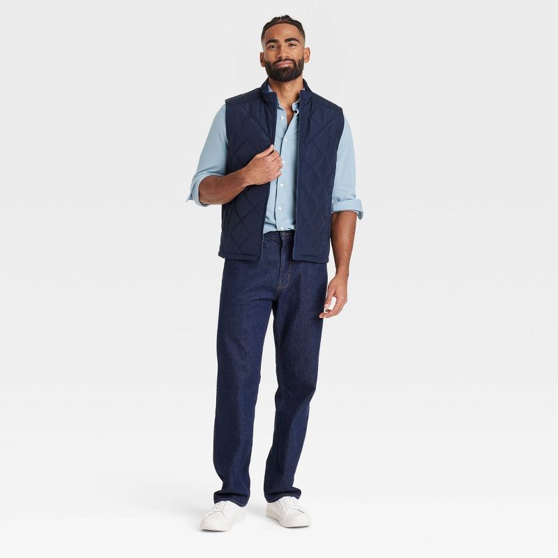slide 3 of 3, Men's Long Sleeve Button-Down Casual Shirt - Goodfellow & Co™ Basin Blue XL: Lightweight Cotton Blend, French Cuff, Below Hip Length, 1 ct