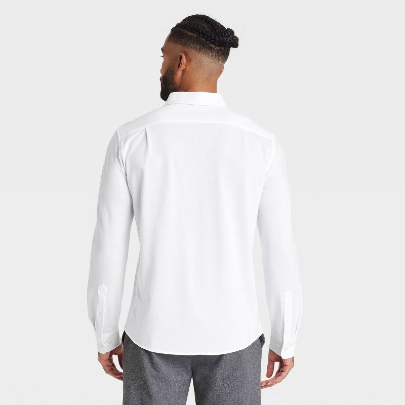 slide 2 of 3, Men's Long Sleeve Button-Down Casual Shirt - Goodfellow & Co™ True White XXL: Lightweight Knit, French Cuff, 1 ct
