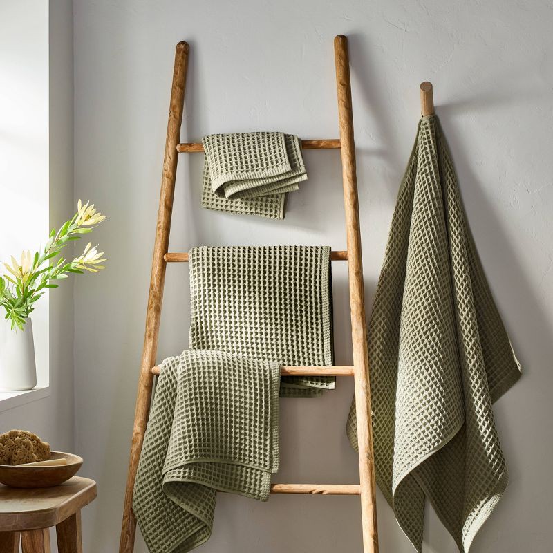 slide 2 of 4, Waffle Hand Towel Olive Sage - Casaluna™, 1 ct