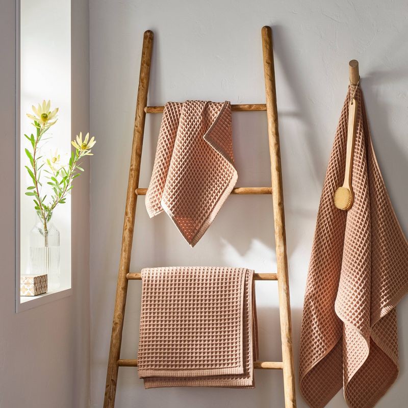 slide 2 of 4, Waffle Hand Towel Clay - Casaluna™, 1 ct