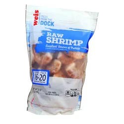 Weis Fresh from the Dock Extra Jumbo Easy Peel Shrimp 16/20 Count, Farm Raised, Raw